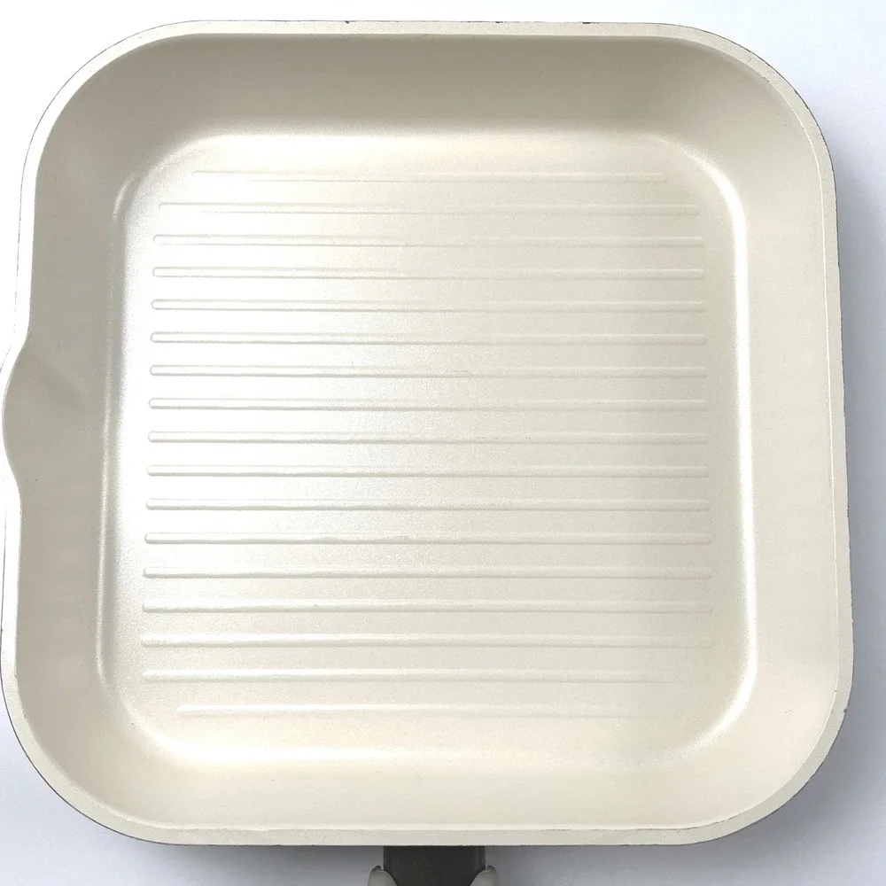 Moneta Ceramic Cookware Made in Italy 2 Pans Square‎ Grill & Round Skillet EUC